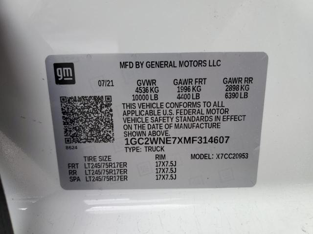 2021 CHEVROLET SILVERADO - 1GC2WNE7XMF314607