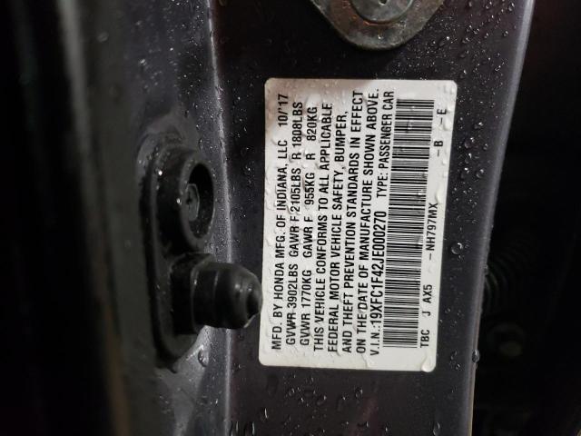 2018 HONDA CIVIC EX - 19XFC1F42JE000270