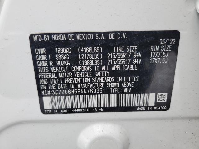 2022 HONDA HR-V EX 3CZRU6H59NM769951