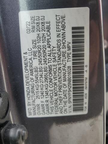 2022 HONDA PILOT SE 5FNYF5H25NB016028