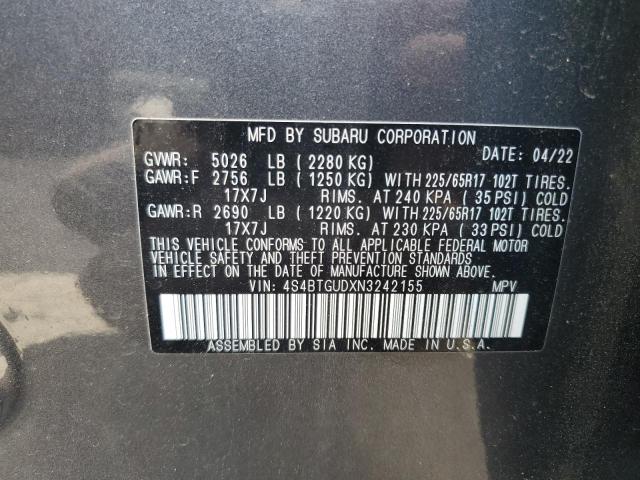 2022 SUBARU OUTBACK WI 4S4BTGUDXN3242155