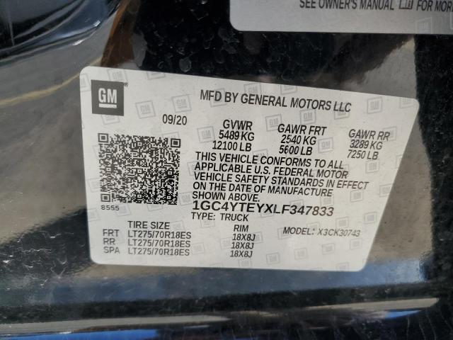 2020 CHEVROLET SILVERADO - 1GC4YTEYXLF347833