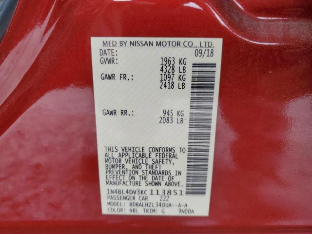 2019 NISSAN ALTIMA SV - 1N4BL4DV3KC113851