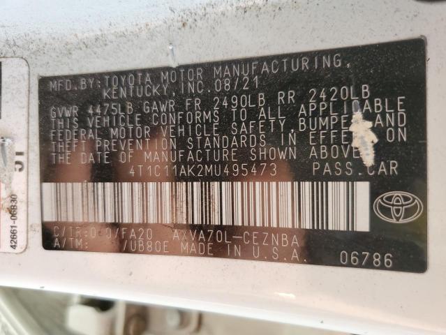 2021 TOYOTA CAMRY LE - 4T1C11AK2MU495473