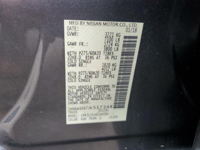 2018 NISSAN TITAN SV 1N6AA1E67JN517348