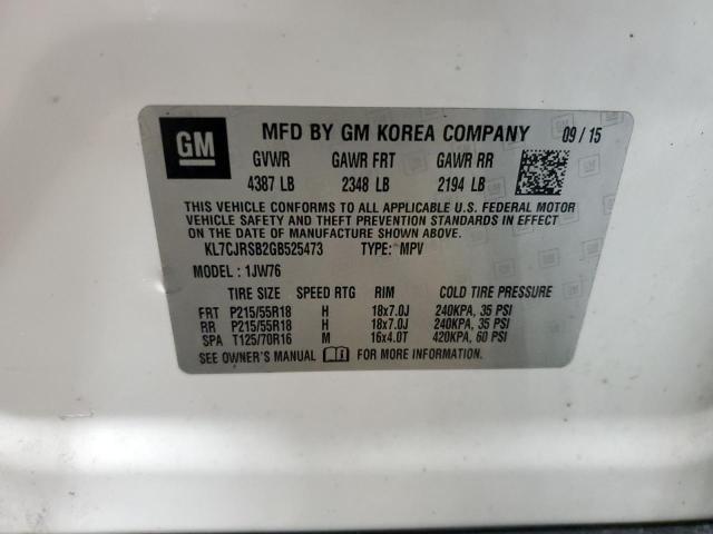 2016 CHEVROLET TRAX LTZ KL7CJRSB2GB525473