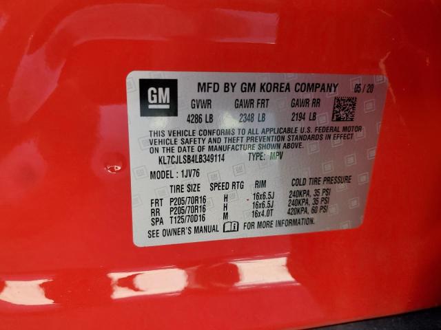 2020 CHEVROLET TRAX 1LT KL7CJLSB4LB349114