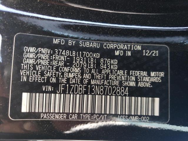 2022 SUBARU BRZ LIMITE JF1ZDBF13N8702884
