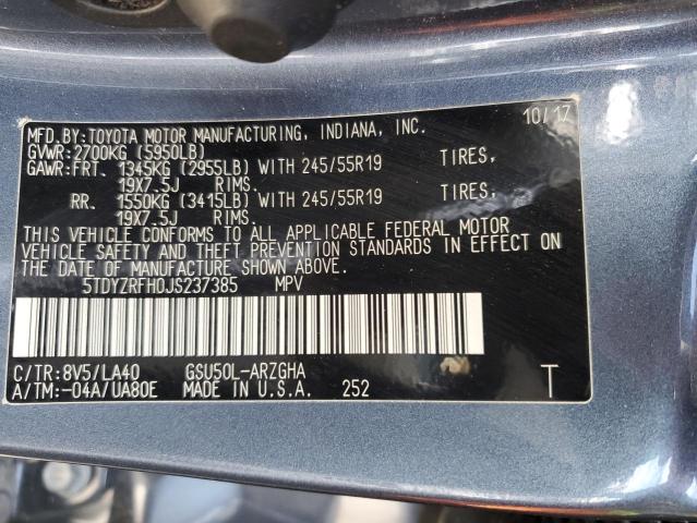 2018 TOYOTA HIGHLANDER - 5TDYZRFH0JS237385