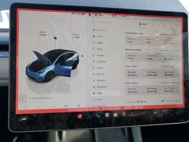 2022 TESLA MODEL Y - 7SAYGDEE7NF434003