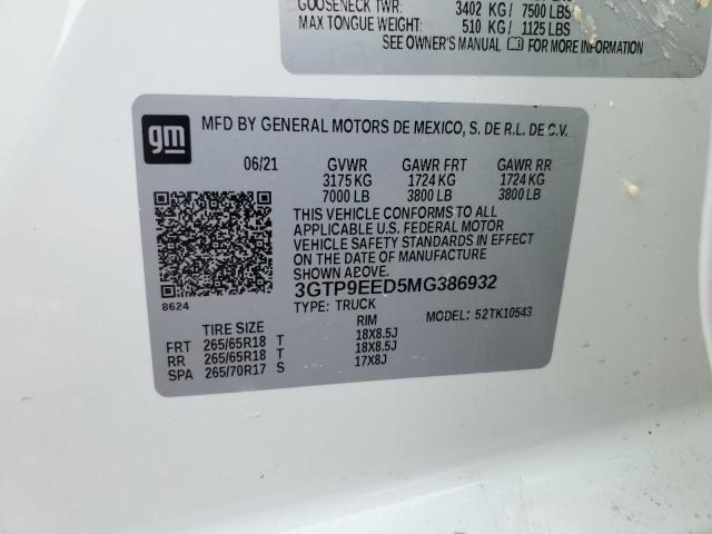 2021 GMC SIERRA K15 - 3GTP9EED5MG386932