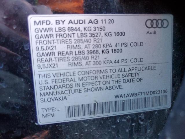 2021 AUDI SQ7 PREMIU WA1AWBF71MD023136