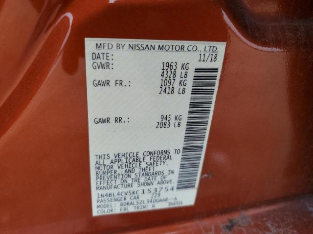 2019 NISSAN ALTIMA SR - 1N4BL4CV5KC153754