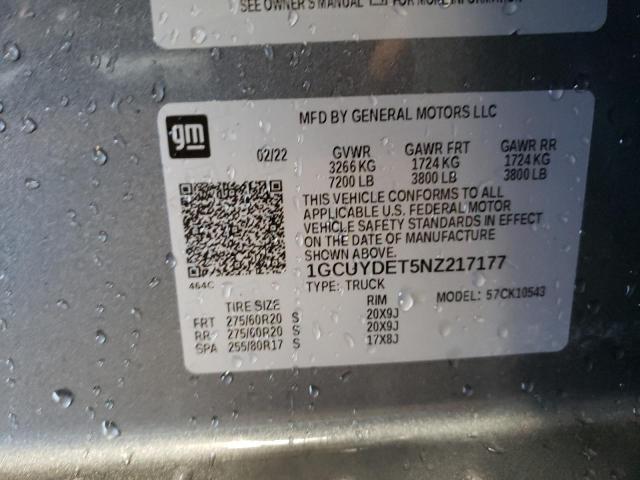 1GCUYDET5NZ217177 2022 CHEVROLET ALL Models