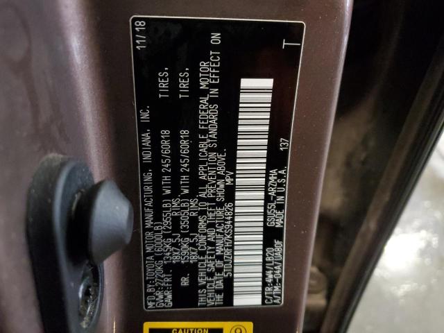 2019 TOYOTA HIGHLANDER - 5TDJZRFH7KS944826