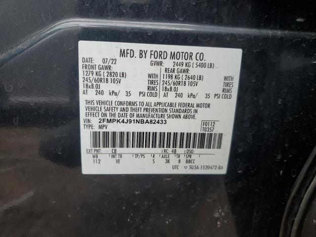 2022 FORD EDGE SEL - 2FMPK4J91NBA82433