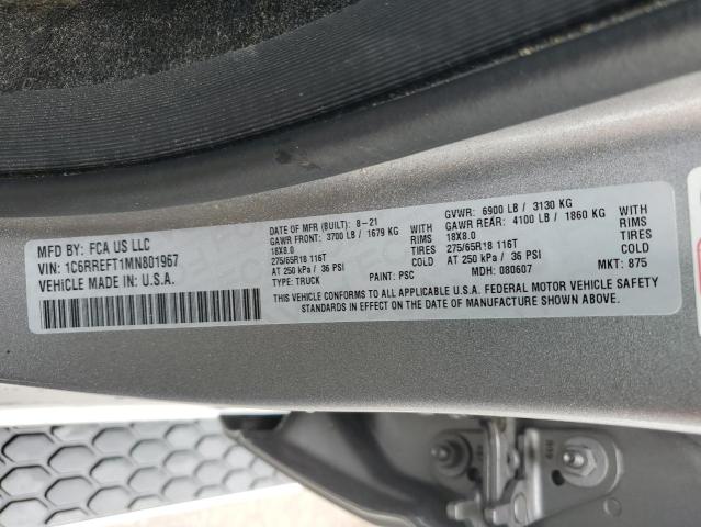 2021 RAM 1500 BIG H - 1C6RREFT1MN801967