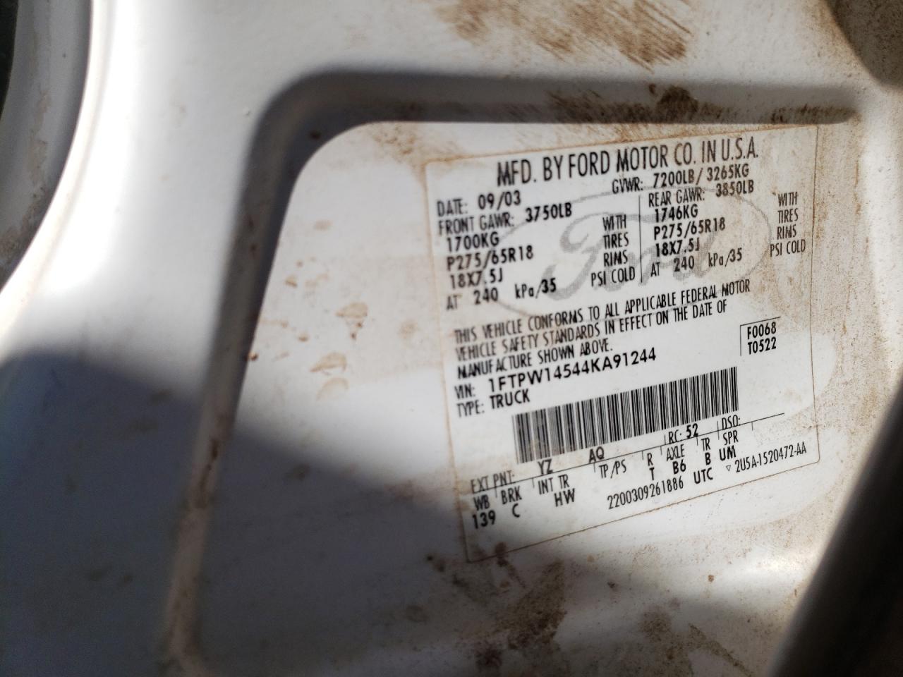 Lot #3318094395 2004 FORD F150 SUPER