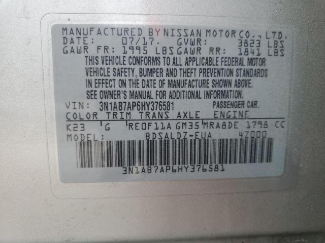 2017 NISSAN SENTRA S - 3N1AB7AP6HY376581