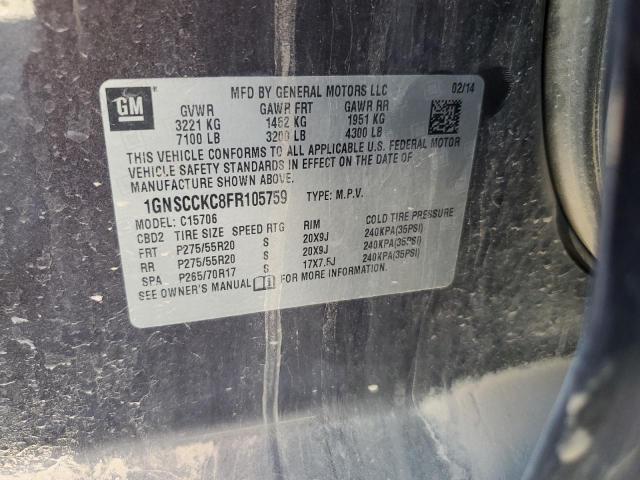 2015 CHEVROLET TAHOE 1500 1GNSCCKC8FR105759