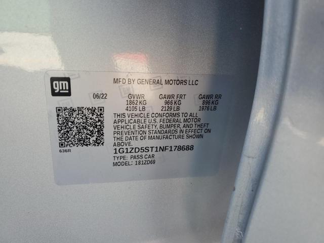 2022 CHEVROLET MALIBU LT - 1G1ZD5ST1NF178688