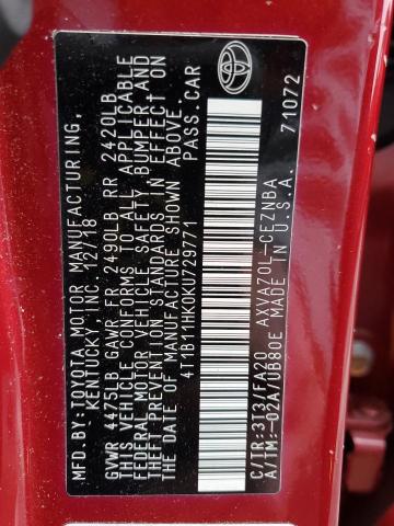 2019 TOYOTA CAMRY L - 4T1B11HK0KU729771