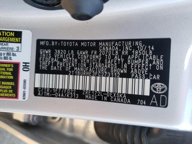 2015 TOYOTA COROLLA L - 2T1BURHE3FC273112