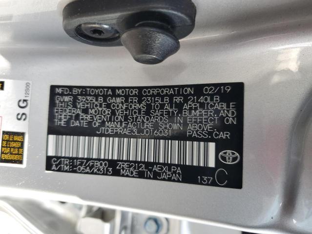 2020 TOYOTA COROLLA LE JTDEPRAE3LJ016031