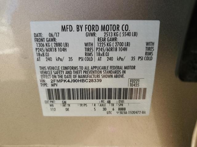 2017 FORD EDGE SEL - 2FMPK4J90HBC28339