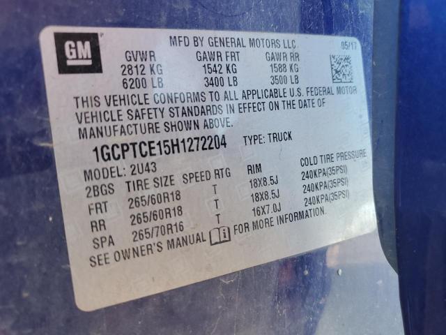 2017 CHEVROLET COLORADO L 1GCPTCE15H1272204
