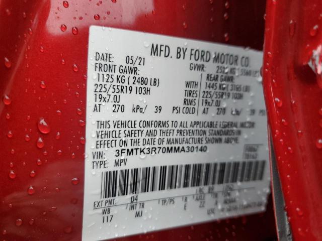 2021 FORD MUSTANG MA - 3FMTK3R70MMA30140