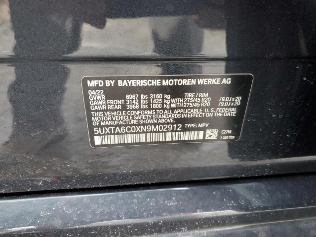 2022 BMW X5 XDRIVE4 - 5UXTA6C0XN9M02912