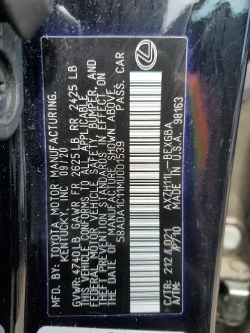 2021 LEXUS ES 300H 58ADA1C11MU001539