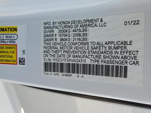 2022 HONDA ACCORD SPO - 1HGCV1F3XNA024315