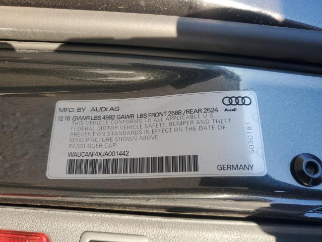 2018 AUDI S4 PRESTIG WAUC4AF4XJA001442