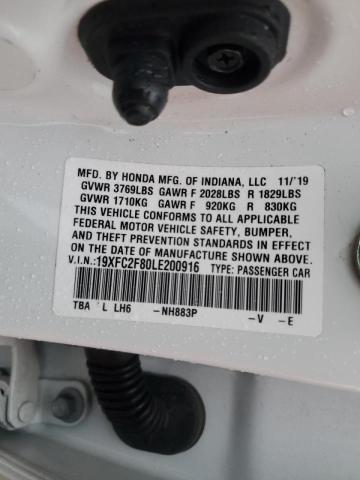 2020 HONDA CIVIC 19XFC2F80LE200916