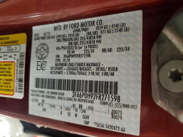 2015 FORD FUSION SE - 3FA6P0H92FR271598