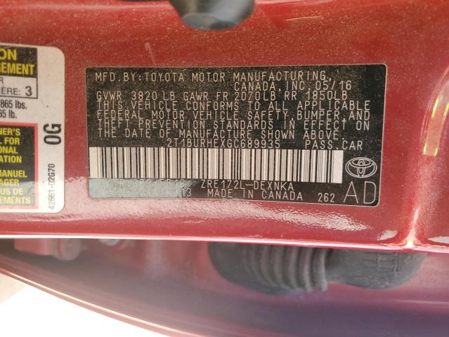2016 TOYOTA COROLLA L - 2T1BURHEXGC689935