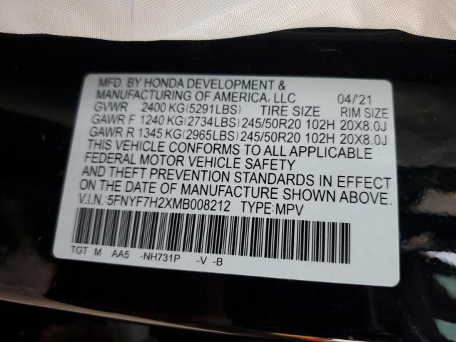 2021 HONDA PASSPORT S - 5FNYF7H2XMB008212