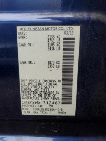 2019 NISSAN LEAF S PLU 1N4BZ1CP6KC312487