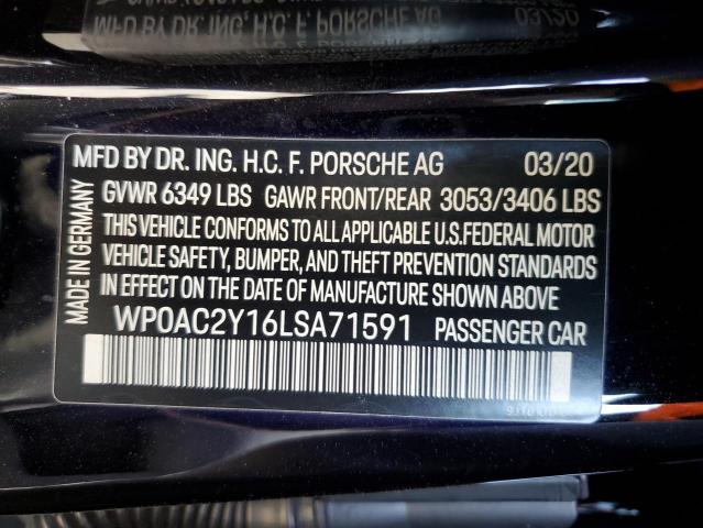 2020 PORSCHE TAYCAN TUR WP0AC2Y16LSA71591