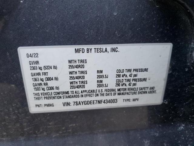 2022 TESLA MODEL Y - 7SAYGDEE7NF434003