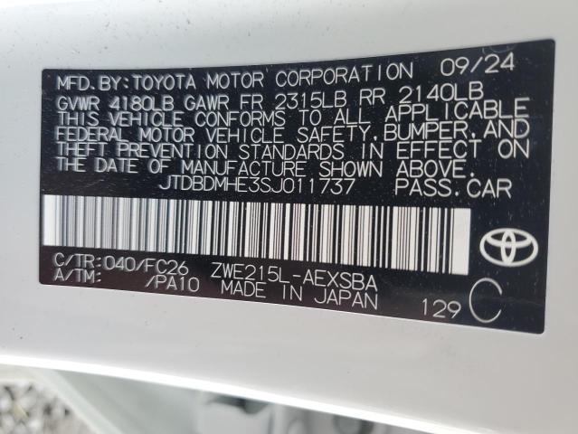 2025 TOYOTA COROLLA LE JTDBDMHE3SJ011737