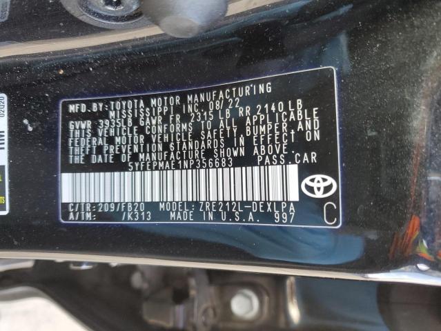 2022 TOYOTA COROLLA LE - 5YFEPMAE1NP356683