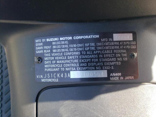 2005 SUZUKI AN400 K3 JS1CK43A652100564