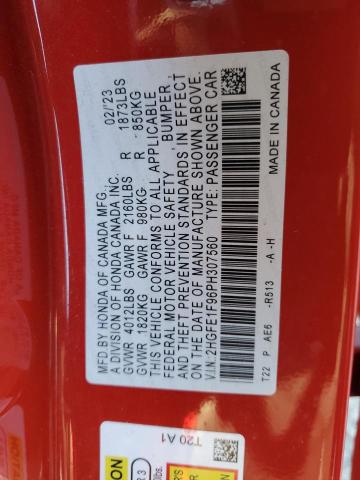 2023 HONDA CIVIC TOUR - 2HGFE1F96PH307560