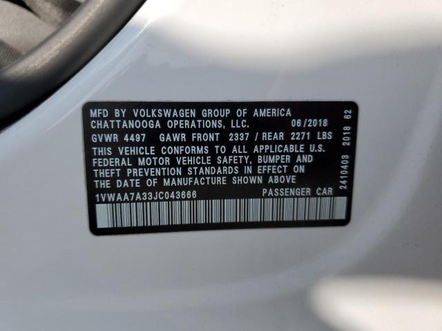 2018 VOLKSWAGEN PASSAT S - 1VWAA7A33JC043666