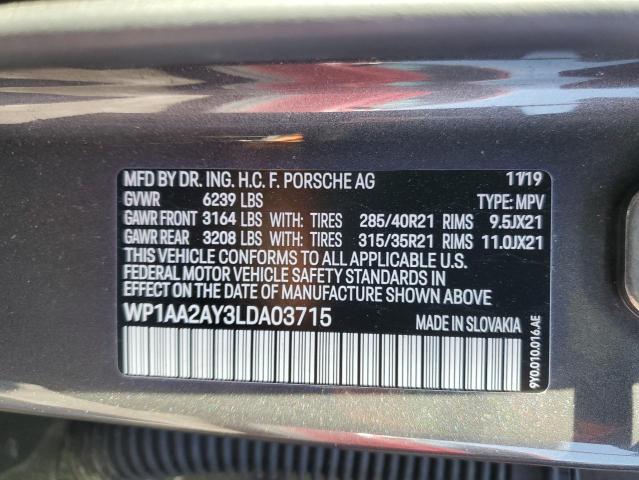 2020 PORSCHE CAYENNE WP1AA2AY3LDA03715