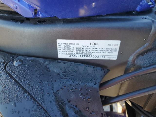 2006 YAMAHA YZFR6 L JYARJ12E06A002171