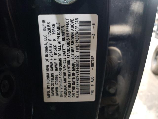 2015 HONDA CIVIC SE 19XFB2F7XFE083182
